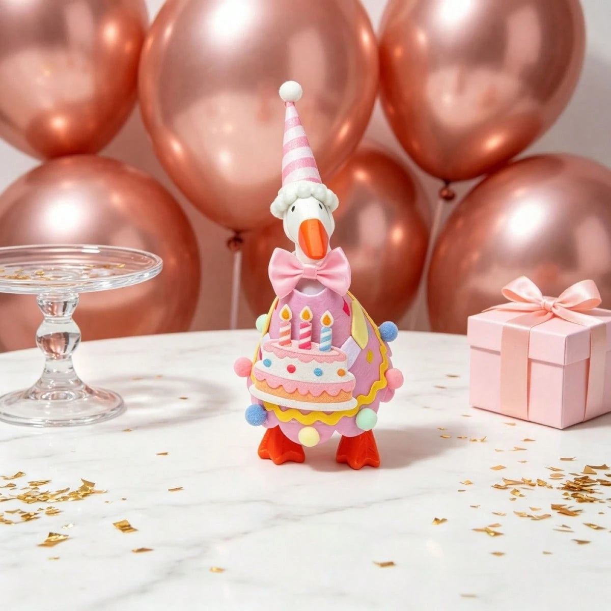 Desk Goose Birthday Outfit For 7-Inch Goose, Clothing Bow Collar Hat 3Pcs