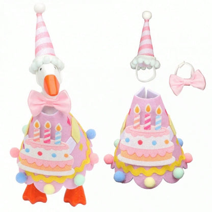 Desk Goose Birthday Outfit For 7-Inch Goose, Clothing Bow Collar Hat 3Pcs