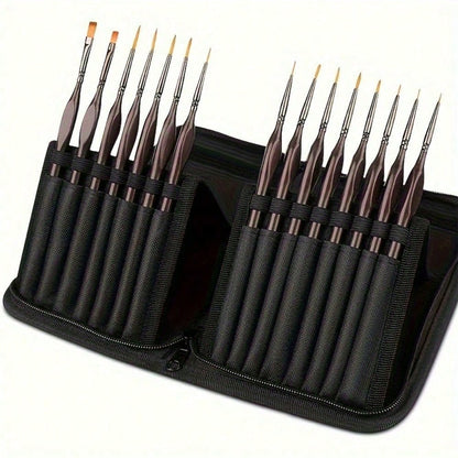 Detail Paint Brush Set, 15pcs Miniature Painting Brushes Kit, Professional Mini Fine Paint Brushes Set With Carrying Case, Suitable For Acrylic, Oil, Watercolor, Face, Nail, Scale Model Painting