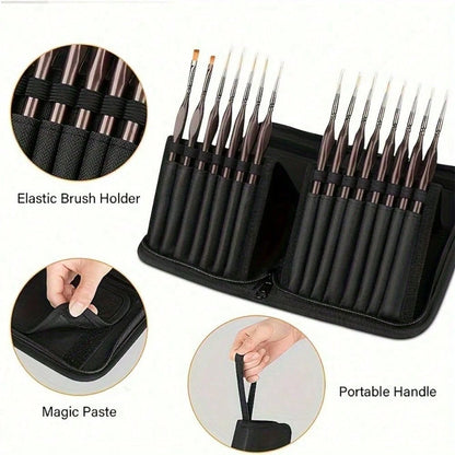 Detail Paint Brush Set, 15pcs Miniature Painting Brushes Kit, Professional Mini Fine Paint Brushes Set With Carrying Case, Suitable For Acrylic, Oil, Watercolor, Face, Nail, Scale Model Painting