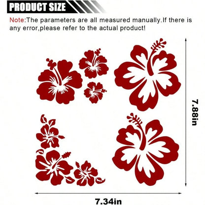 DHawaiian Hibiscus Flower Car Decal Sticker Waterproof PET Decal Car Bumper Sticker Automotive Exterior Decoration Sticker Decal For Car Truck SUV Door Wall Laptop Red Large 7001
