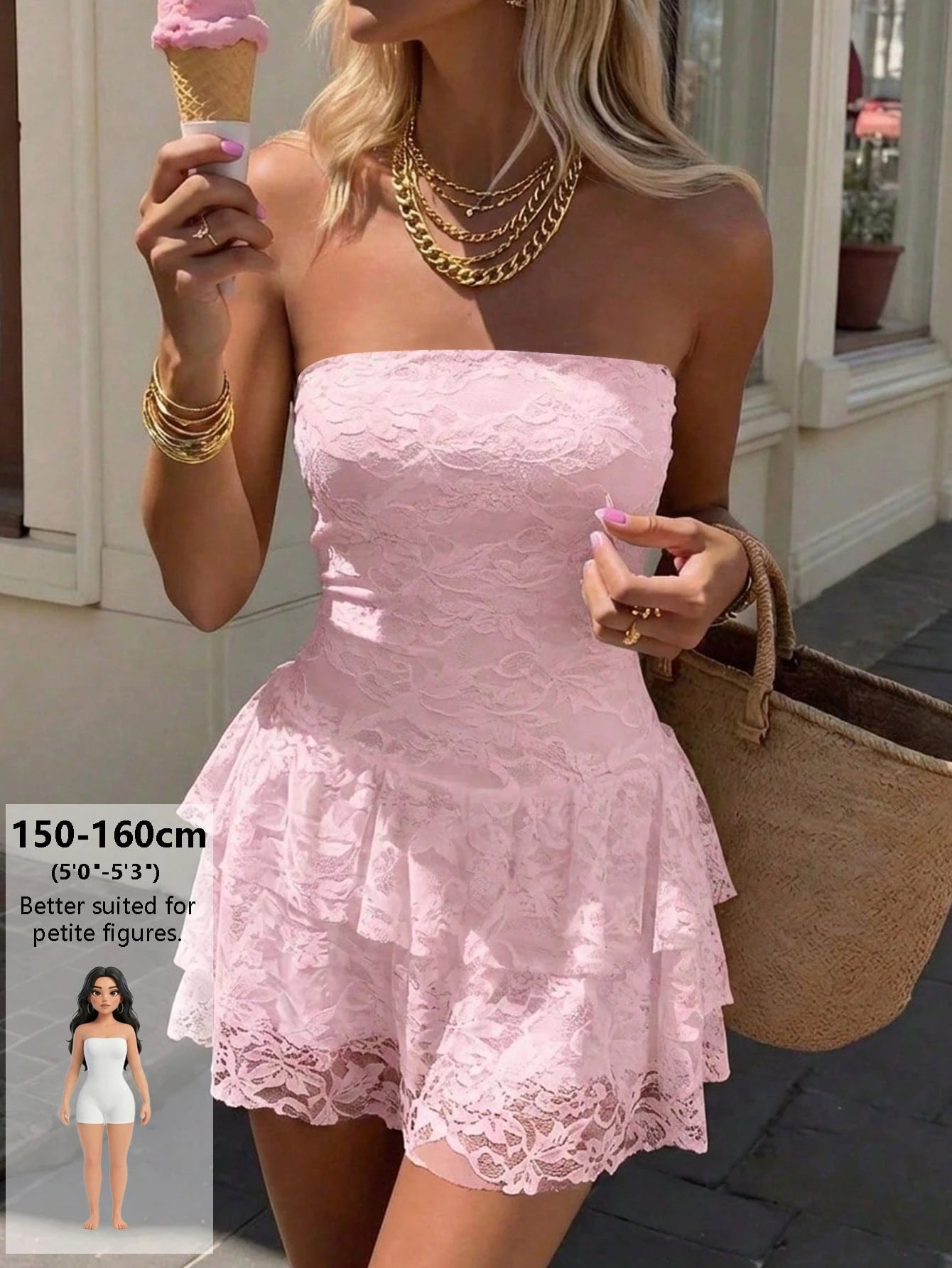 Dila Polly 2026 Women's Sexy Solid-Color Lace Bodycon Mini Tube Dress; Pink Strapless Mini Dress With Built-In Shorts, Suitable For Autumn.