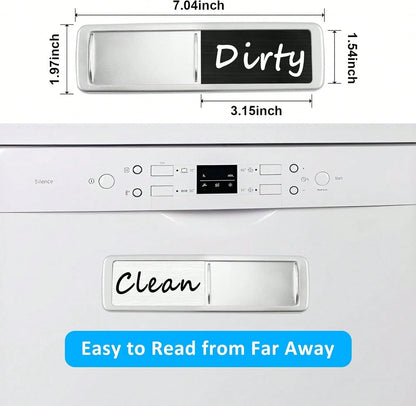 Dishwasher Magnet Clean Dirty Sign, Slide Strong Clean And Dirty Magnet Indicator For Dishwasher, Non-Scratch, Easy To Read, Self-Adhesive Stickers For Non-Magnetic Dishwasher, Refrigerator