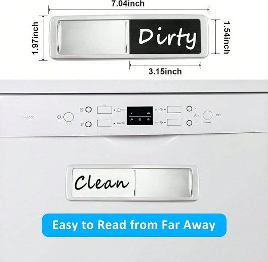 Dishwasher Magnet Clean Dirty Sign, Slide Strong Clean And Dirty Magnet Indicator For Dishwasher, Non-Scratch, Easy To Read, Self-Adhesive Stickers For Non-Magnetic Dishwasher, Refrigerator