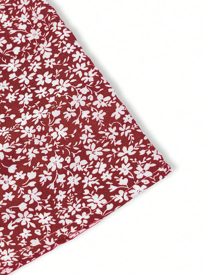 Ditsy Floral Layered Ruffle Elastic Waist Vacation Skirt Spring