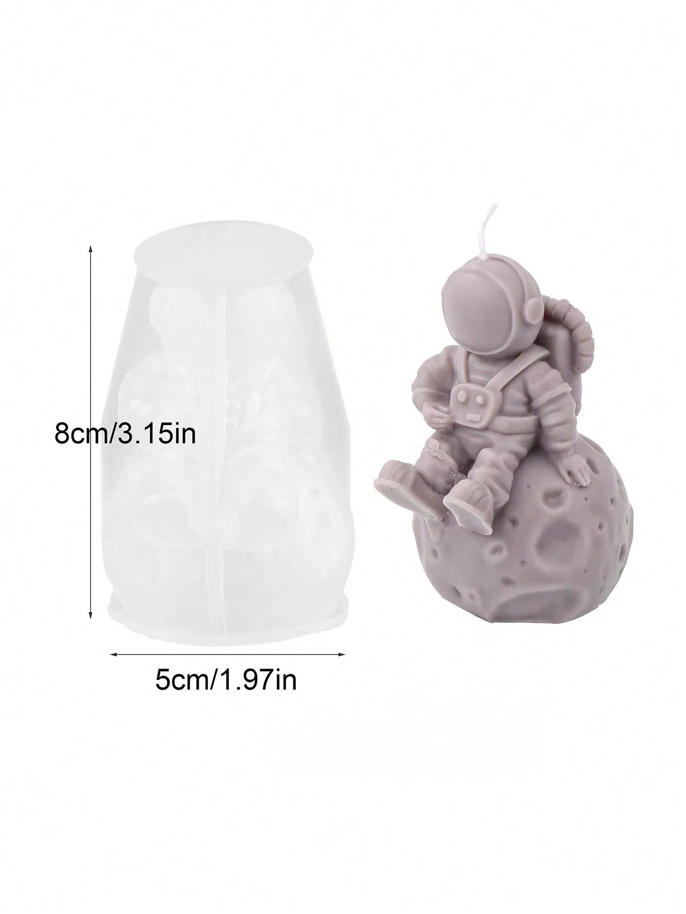 DIY 3D Astronaut Candle Sitting On The Moon Silicone Mold Lunar Astronaut Scented Soap Gypsum Mold Epoxy Resin Drip Mold Home Decoration Ornaments Crafts Mold