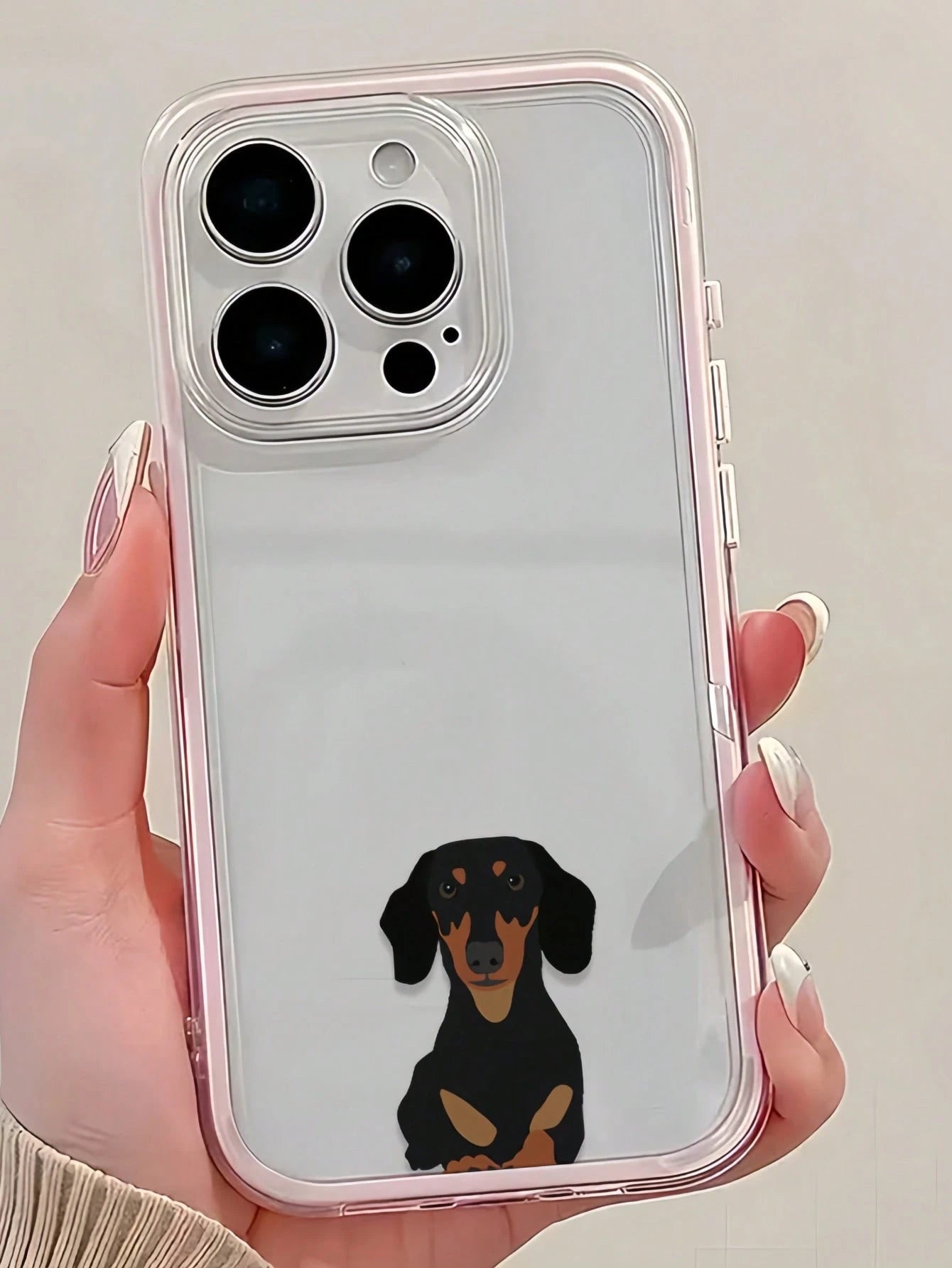 Dog Element Fashion Phone Cases Minimalist Luxury Pink Soft Plush Embroidery GUCADI 1pc Dopamine Color Gentle Korean Style Sausage Dog Pattern Protective Soft Case Compatible With Apple Phones Premium