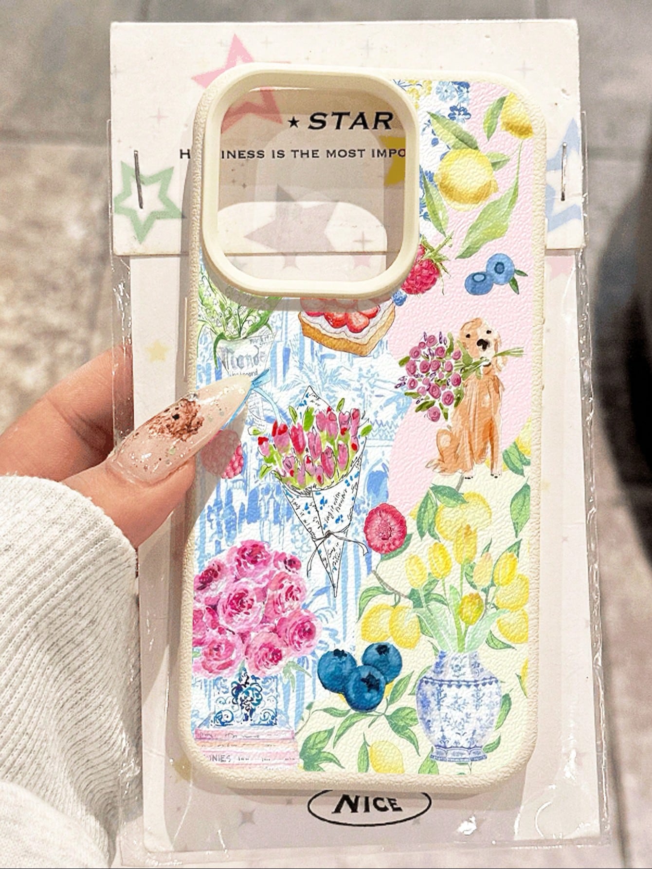 Dog Pattern Fashion Phone Cases Shockproof 1pc New Watercolor Floral Bouquet & Puppy Pattern Textured Anti-Slip Soft Phone Case, Compatible With Apple And Phones, International Version, Not The Domest