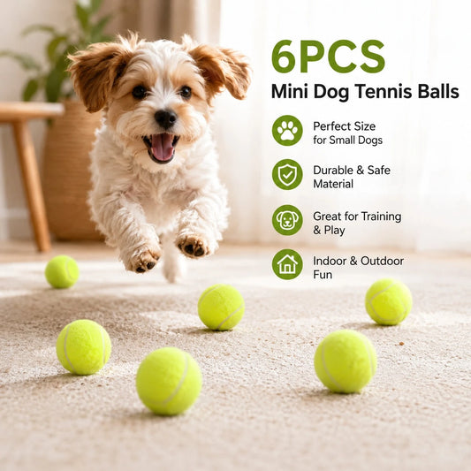 Dog Tennis Balls 6/12PCS, 2-Inch Mini Fetch Balls For Small Dogs, Launcher Compatible Interactive Pet Training Toys For Indoor & Outdoor Use