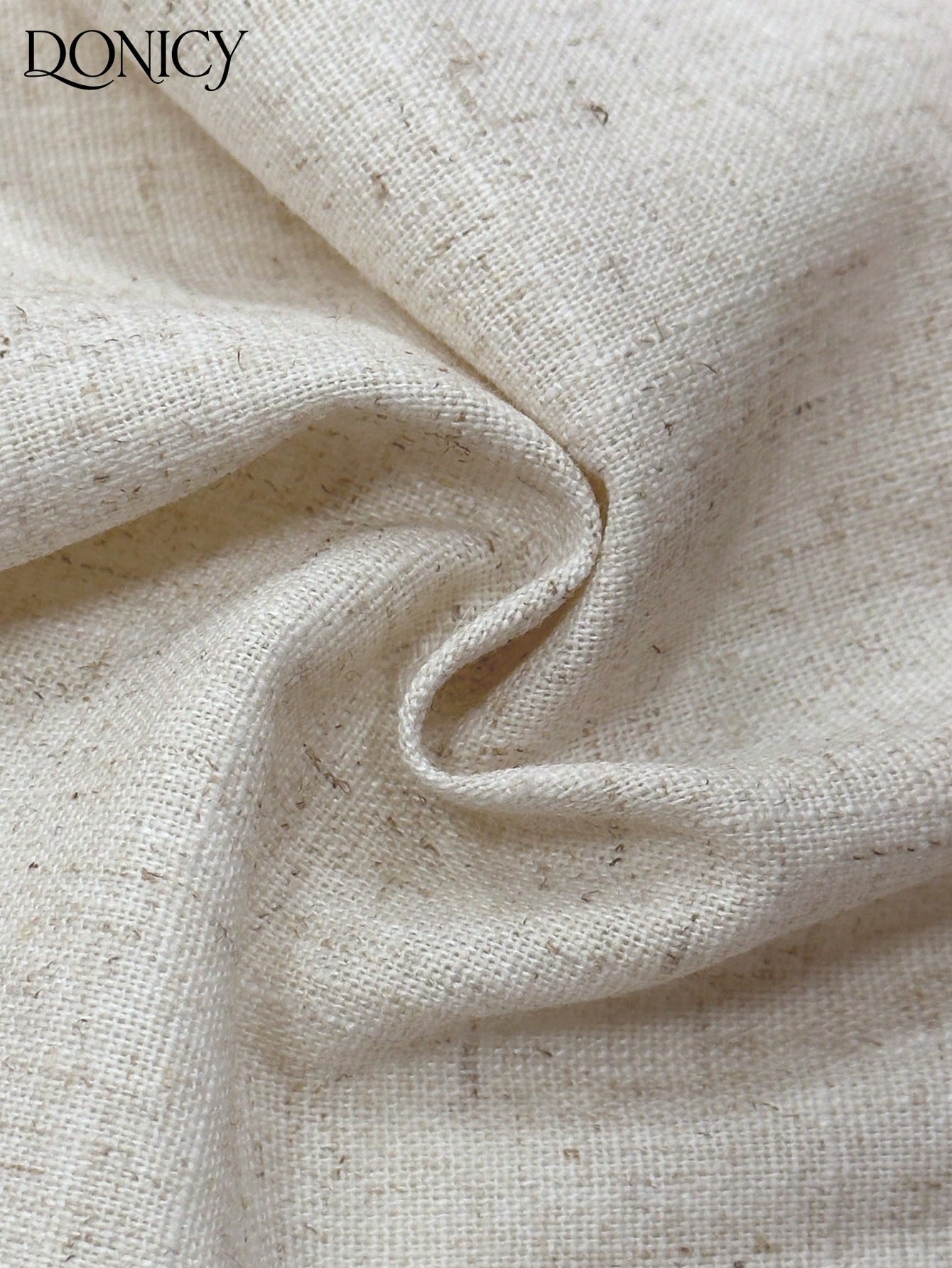 DONICY Women's Beige Linen Mid-Length Skirt With Side Slit, Elegant Texture Suitable For Spring Office Wear And Everyday