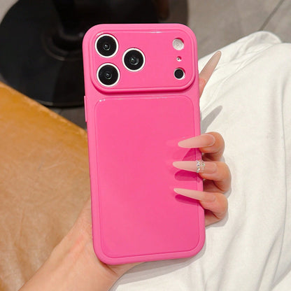Dopamine Hot Girl Style Dragon Fruit Solid Color Phone Case, Glossy Smooth Skin-Friendly TPU Soft Shell, Segmented Large View Window Independent Raised Lens Frame, Ins Bright White Sweet Cool Style, S