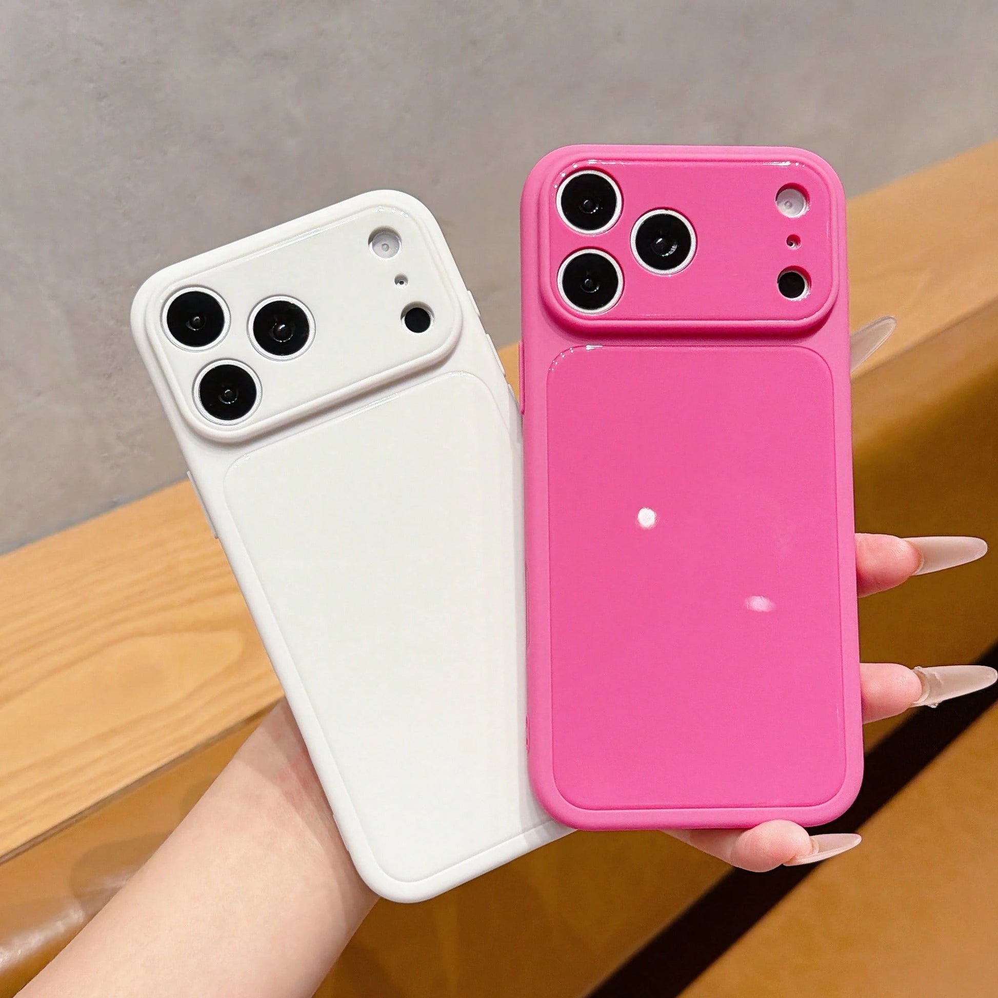 Dopamine Hot Girl Style Dragon Fruit Solid Color Phone Case, Glossy Smooth Skin-Friendly TPU Soft Shell, Segmented Large View Window Independent Raised Lens Frame, Ins Bright White Sweet Cool Style, S