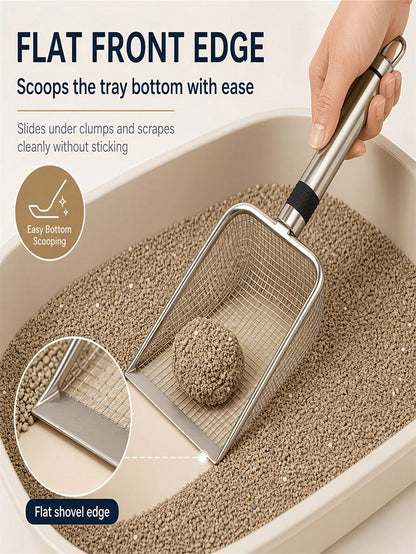 Durable Stainless Steel Cat Litter Scoop, Easy To Clean Pet Waste Shovel
