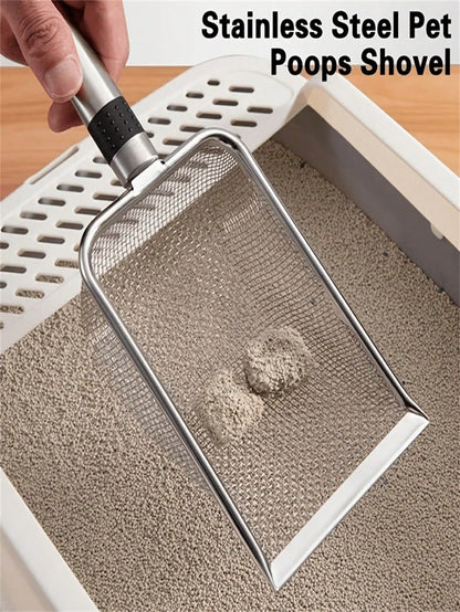 Durable Stainless Steel Cat Litter Scoop, Easy To Clean Pet Waste Shovel