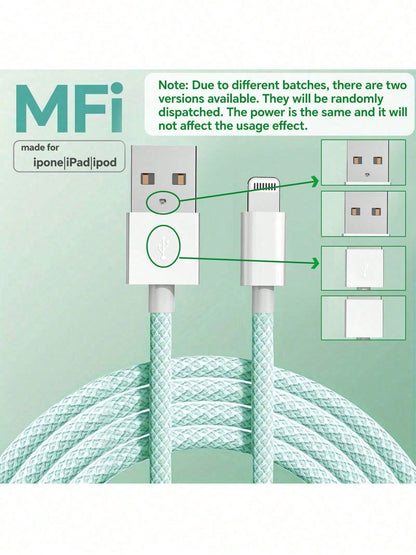 Durcord [MFi Certified] 1pc/4pcs, 1m/3.28ft/39.37in Charging Cable, Multi-Color USB Fast Charging Cable, Nylon Braided Data Charging Cord, Compatible With IPhone 14/13/12/11 Pro Max/XS Max/XR/XS/X/8/7
