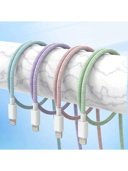 Durcord [MFi Certified] 1pc/4pcs, 1m/3.28ft/39.37in Charging Cable, Multi-Color USB Fast Charging Cable, Nylon Braided Data Charging Cord, Compatible With IPhone 14/13/12/11 Pro Max/XS Max/XR/XS/X/8/7