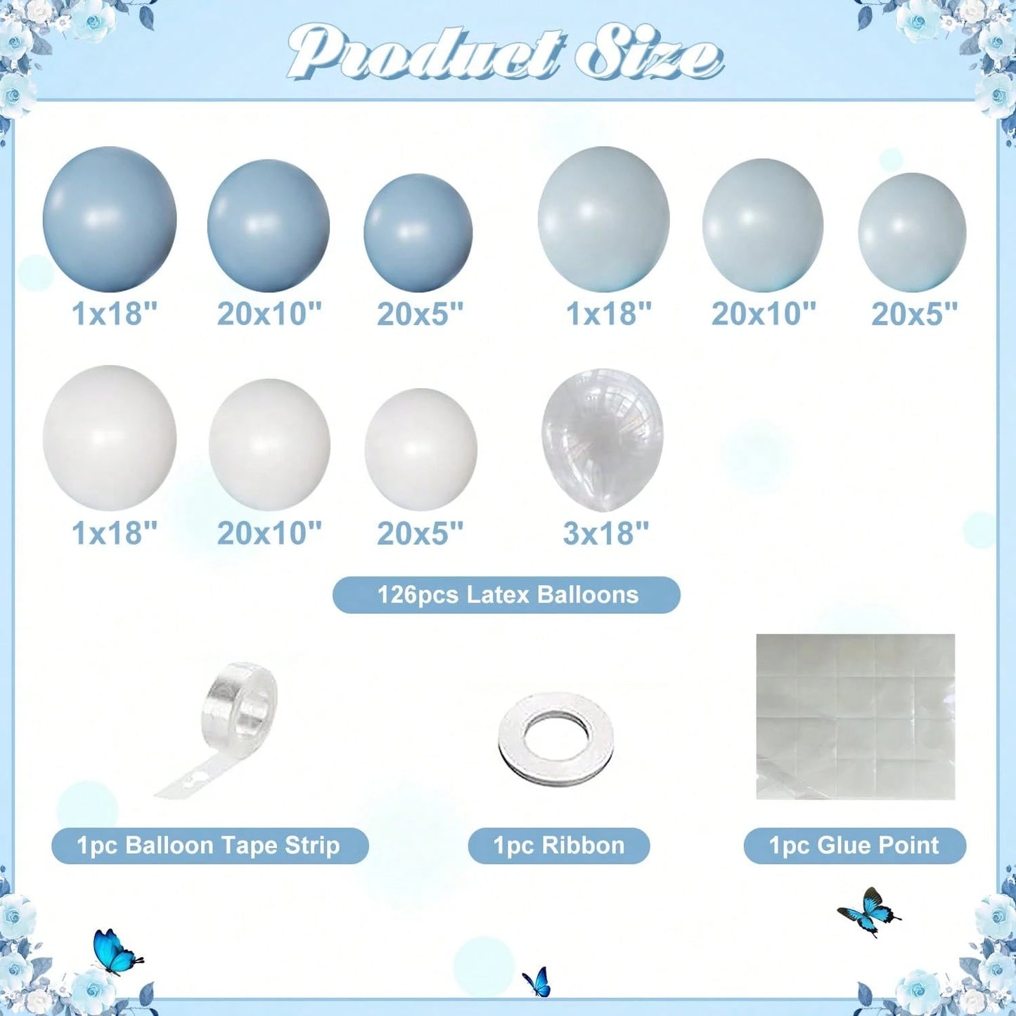 Dusty Blue Balloon Arch Kit 126 Pcs Light Blue And White Balloon Arch Garland Kit Include Macaron Balloons For Wedding Birthday Baby Shower Gender Reveal Bridal Decorations