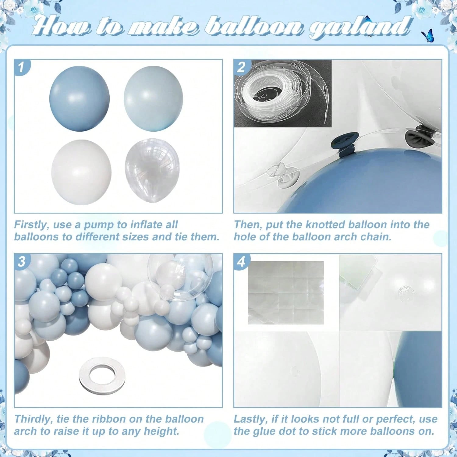 Dusty Blue Balloon Arch Kit 126 Pcs Light Blue And White Balloon Arch Garland Kit Include Macaron Balloons For Wedding Birthday Baby Shower Gender Reveal Bridal Decorations