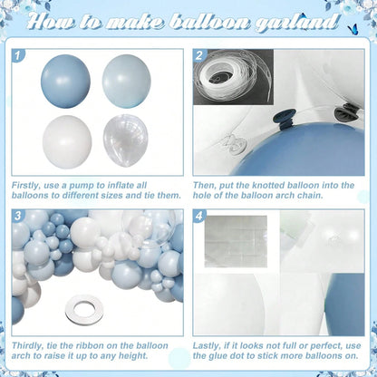 Dusty Blue Balloon Arch Kit 126 Pcs Light Blue And White Balloon Arch Garland Kit Include Macaron Balloons For Wedding Birthday Baby Shower Gender Reveal Bridal Decorations