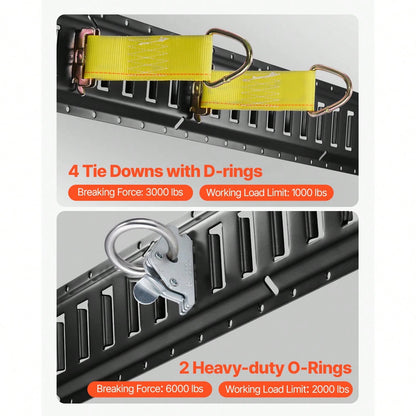 E Track Tie-Down Rail Kit, 18PCS 5FT E-Tracks Set Includes 4 Steel Rails & 2 Single Slot & 6 O Rings & 4 Tie-Offs With D-Ring & 2 Ratchet Straps, Securing Accessories For Cargo Motorcycles Bikes