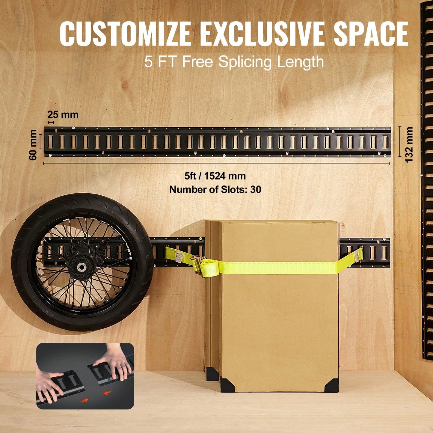 E Track Tie-Down Rail Kit, 18PCS 5' E-Tracks Set Includes 4 Steel Rails & 8 O-Ring Anchors & 4 Tie-Offs With D-Ring & 2 Ratchet Straps, Securing Accessories For Cargo Motorcycles Bikes, 2000 Lbs