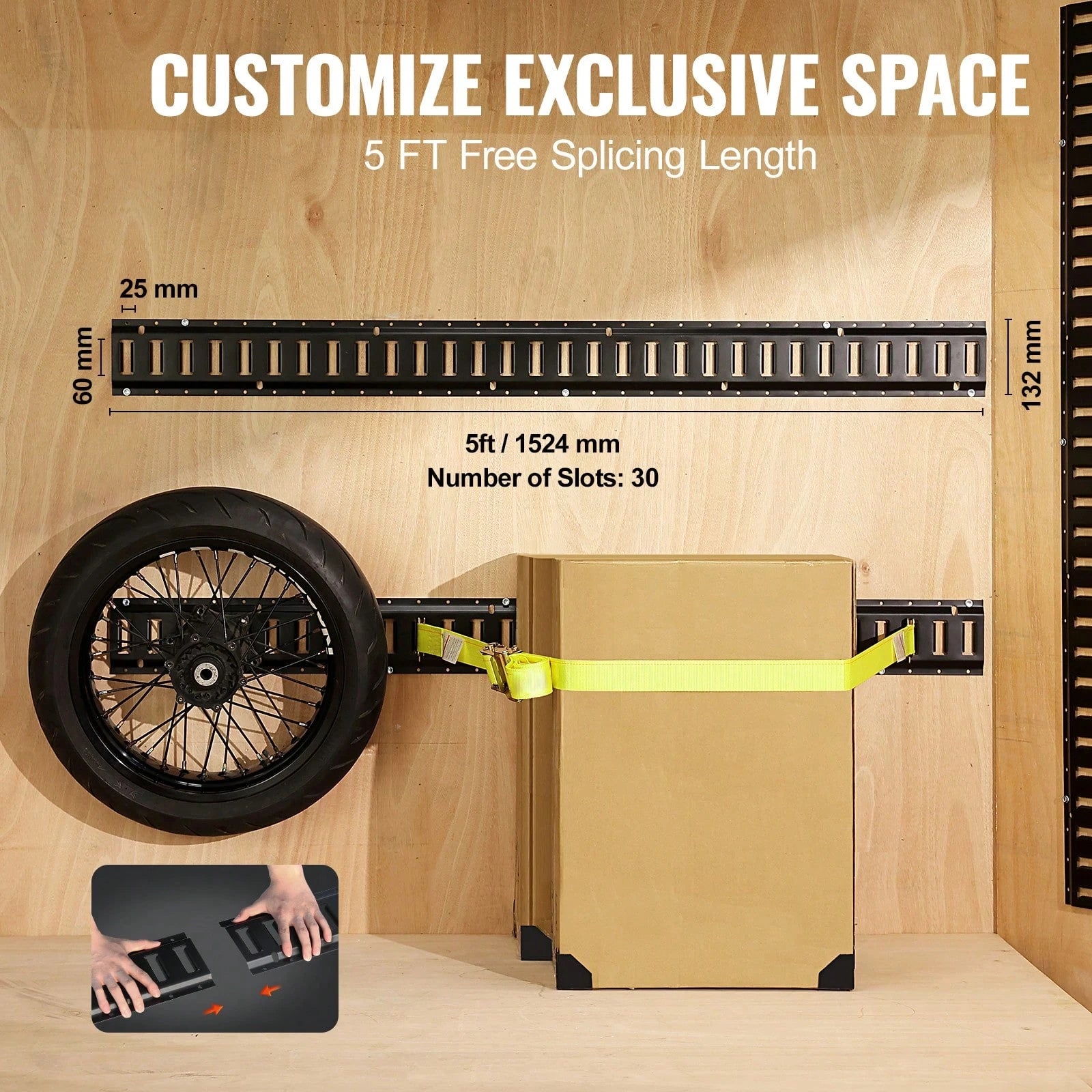 E Track Tie-Down Rail Kit, 18PCS 5' E-Tracks Set Includes 4 Steel Rails & 8 O-Ring Anchors & 4 Tie-Offs With D-Ring & 2 Ratchet Straps, Securing Accessories For Cargo Motorcycles Bikes, 2000 Lbs