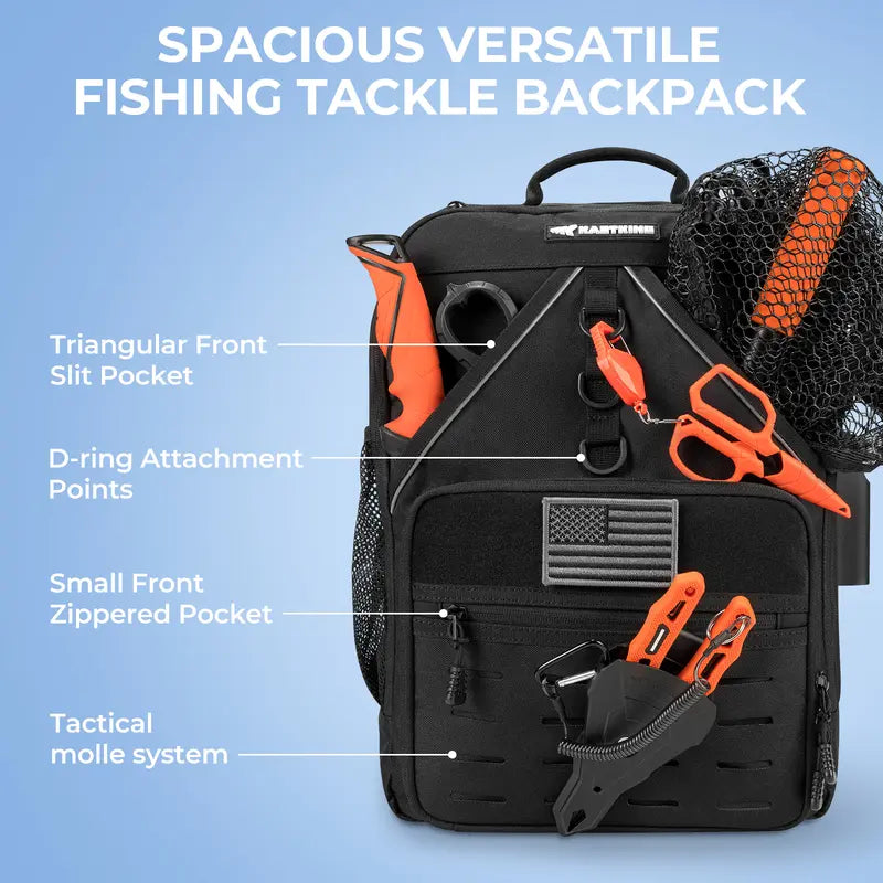 40L Fishing Tackle Backpack with Rod Holders & 4 Tackle Boxes, Waterproof Fishing Gear Storage Bag for Camping, Hunting & Outdoor Activities