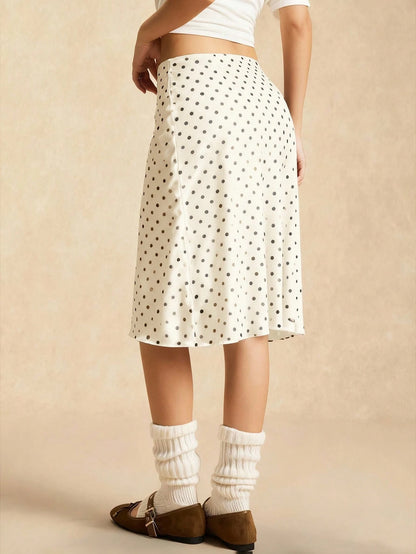 Easelle Coffee Brown Mesh Polka Dot Women's Casual Summer Skirt