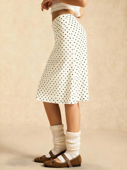 Easelle Coffee Brown Mesh Polka Dot Women's Casual Summer Skirt