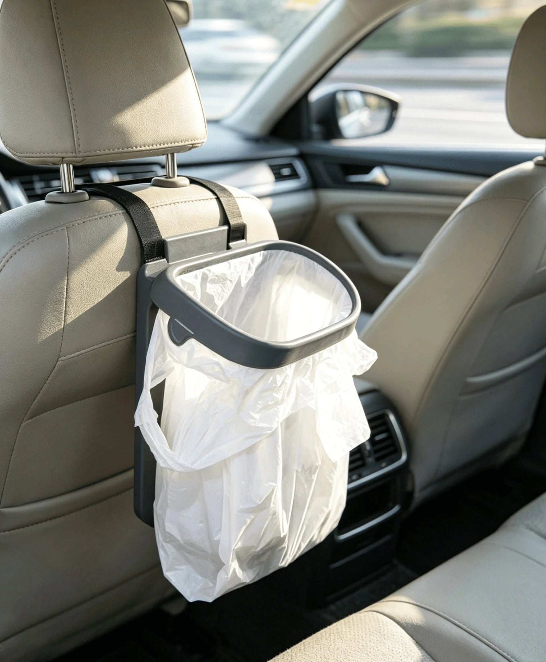 Easy Clip-On Hanging Trash Bag Holder, Space-Saving Waste Bin For Car Headrest & Home Cabinet, No-Tools Garbage Storage Solution