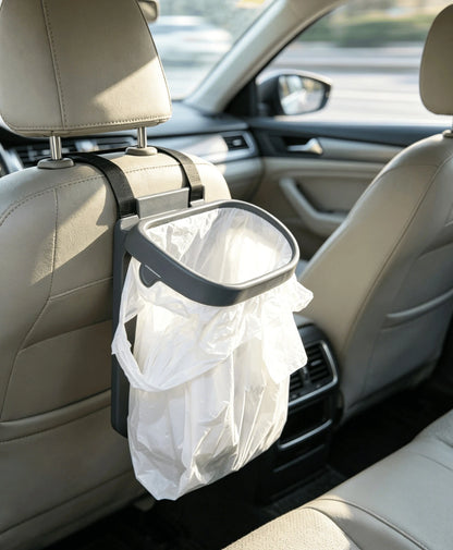 Easy Clip-On Hanging Trash Bag Holder, Space-Saving Waste Bin For Car Headrest & Home Cabinet, No-Tools Garbage Storage Solution
