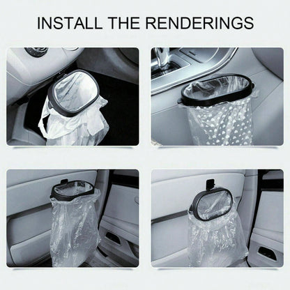 Easy Clip-On Hanging Trash Bag Holder, Space-Saving Waste Bin For Car Headrest & Home Cabinet, No-Tools Garbage Storage Solution
