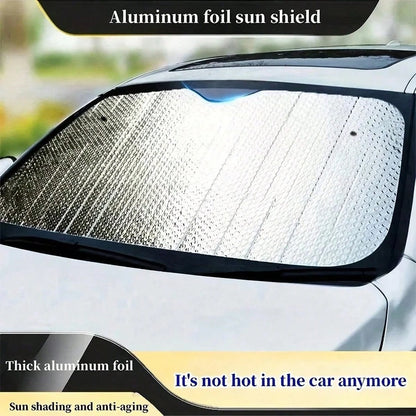 Easypie Selection 130 X 60 Cm Car Sun Shade, Anti-UV Heat Insulation Sunshade, Front Windshield Sunshade, Automatic Retractable Windshield Shade, Light-Blocking Reflective Sunshade