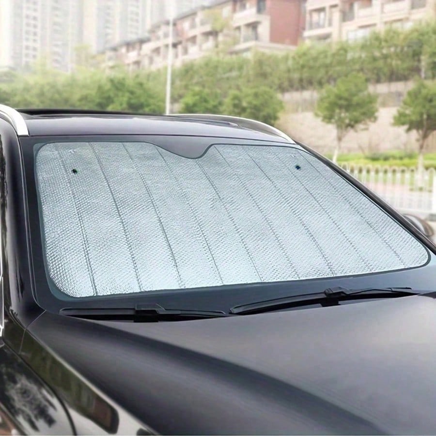 Easypie Selection 130 X 60 Cm Car Sun Shade, Anti-UV Heat Insulation Sunshade, Front Windshield Sunshade, Automatic Retractable Windshield Shade, Light-Blocking Reflective Sunshade