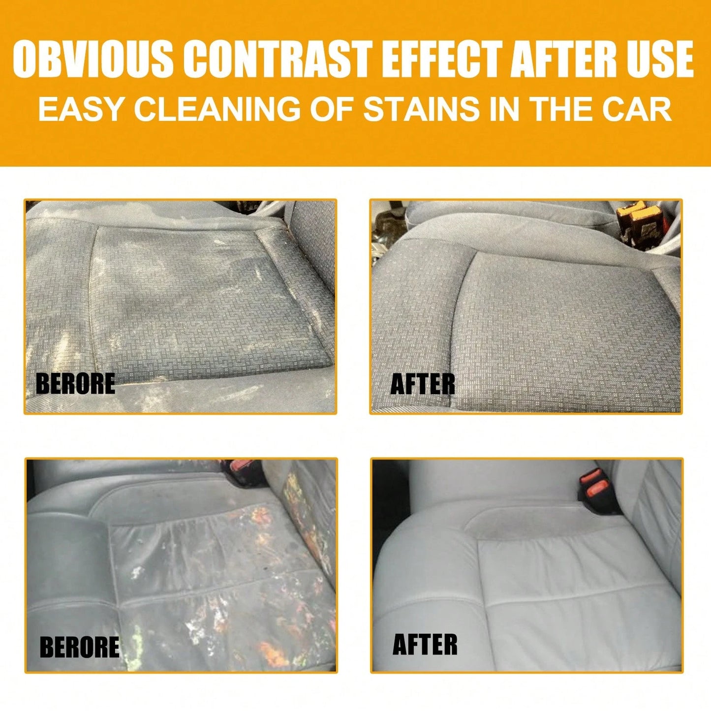 EELHOE Foam Cleaner Multi-Surface Upholstery Cleaner Car Interior Seats Stain Remover Odor Eliminator No-Rinse Formula Quick Dry