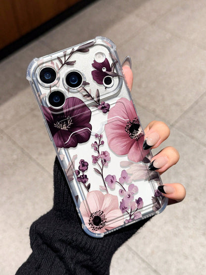 Elegant Floral Card Slot Shockproof Phone Case Compatible With 17 Pro Max 13 Pro 17/16/14 Pro Max New Style 13 Bestie 15 Phone Protective Cover 12/12 Pro Niche 11 Fresh 15 Pro Max Card Holder Style 16