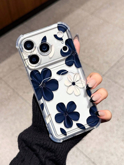 Elegant Floral Card Slot Shockproof Phone Case Compatible With 17 Pro Max 13 Pro 17/16/14 Pro Max New Style 13 Bestie 15 Phone Protective Cover 12/12 Pro Niche 11 Fresh 15 Pro Max Card Holder Style 16
