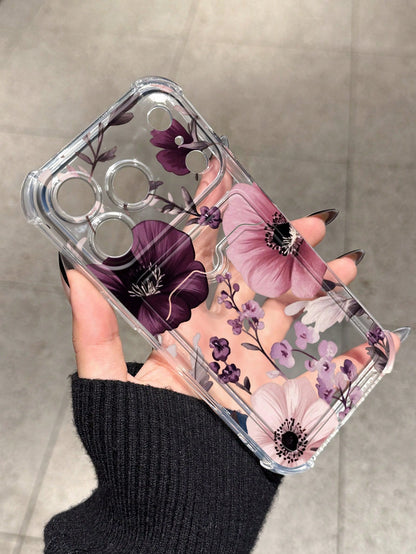 Elegant Floral Card Slot Shockproof Phone Case Compatible With 17 Pro Max 13 Pro 17/16/14 Pro Max New Style 13 Bestie 15 Phone Protective Cover 12/12 Pro Niche 11 Fresh 15 Pro Max Card Holder Style 16
