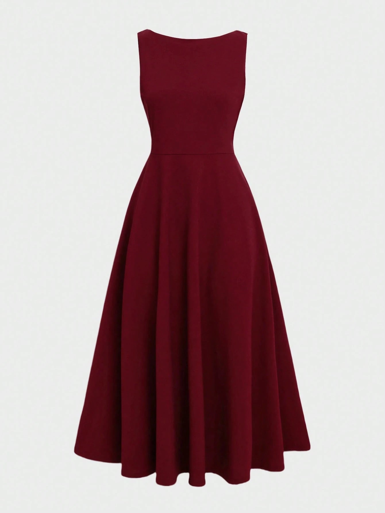 Elegant French Romantic Backless Hollow-Out Cinched Waist Sexy Charming Dress, Burgundy, Suitable For Christmas, Holiday Party, Date Summer