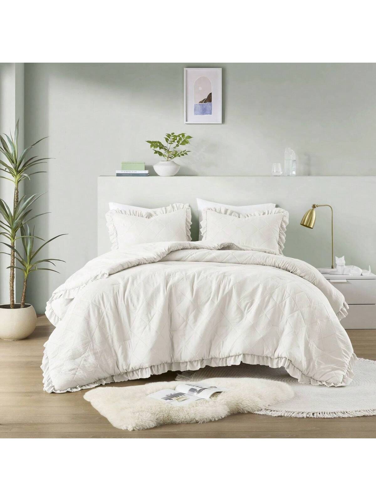 Elegant Phoebe 2/3 Pieces Mini Diamond Patterning Bedding Comforter Set,All Season Family Home Textile Fits Modern Bedroom Décor,2 Pieces For Twin-Twin XL Size And 3 Pieces For Full-Queen-King-Cal Kin