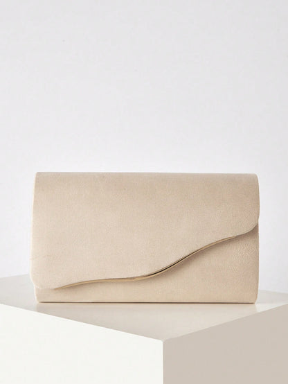 Elegant Velvet Material Large Women's Clutch Bag,  With Detachable Chain Strap, Suitable For Weddings, Parties, Galas,Bride