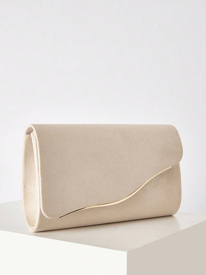 Elegant Velvet Material Large Women's Clutch Bag,  With Detachable Chain Strap, Suitable For Weddings, Parties, Galas,Bride