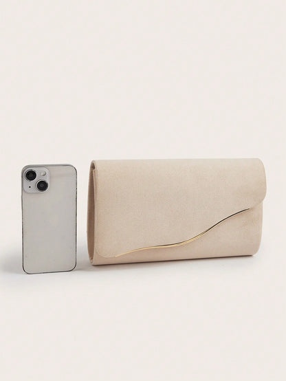 Elegant Velvet Material Large Women's Clutch Bag,  With Detachable Chain Strap, Suitable For Weddings, Parties, Galas,Bride