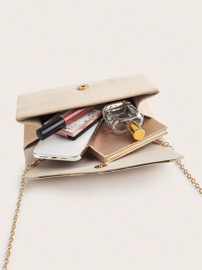 Elegant Velvet Material Large Women's Clutch Bag,  With Detachable Chain Strap, Suitable For Weddings, Parties, Galas,Bride