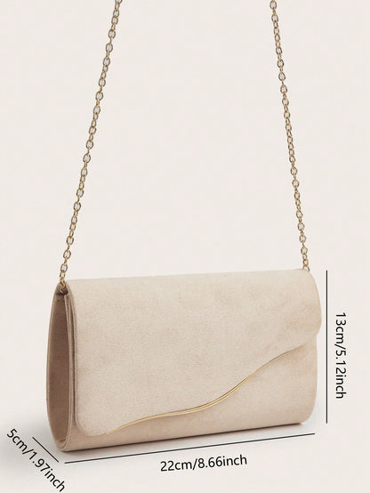 Elegant Velvet Material Large Women's Clutch Bag,  With Detachable Chain Strap, Suitable For Weddings, Parties, Galas,Bride