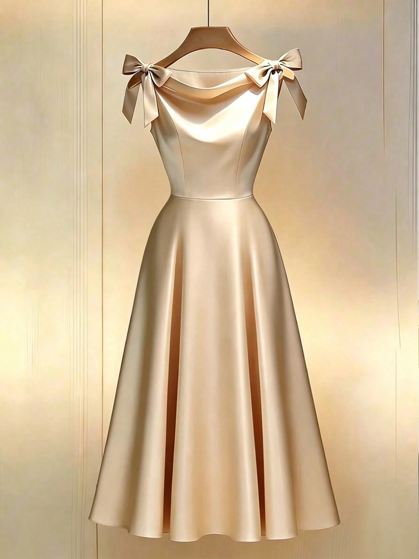 Elenzga New Arrival Woven Sleeveless Dress With Bow Decor, Elegant Daily Wear Midi Dress For Women