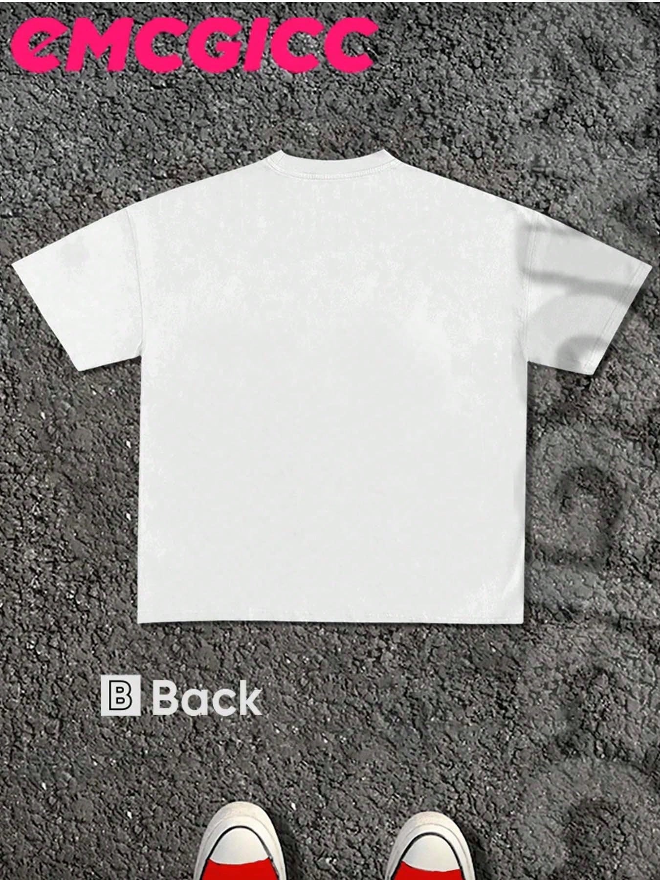 EMCGICC Manfinity Y2K Style Directional Printing Cotton Men Thin T-Shirt,Soft Breathable,100% Pure Cotton Comfortable And Energ Casual Street,Surprise Gift