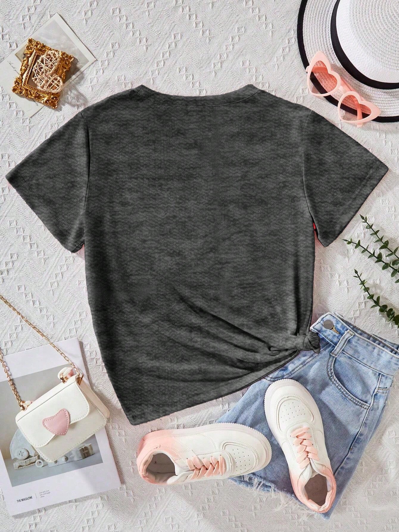 EMERY ROSE 1pc Plus Size Solid Color T-Shirt
