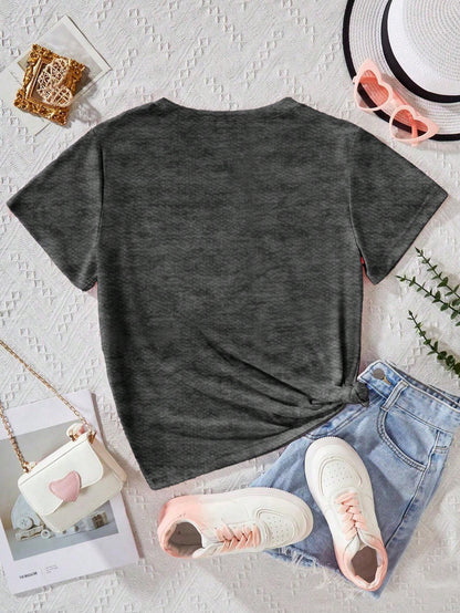 EMERY ROSE 1pc Plus Size Solid Color T-Shirt