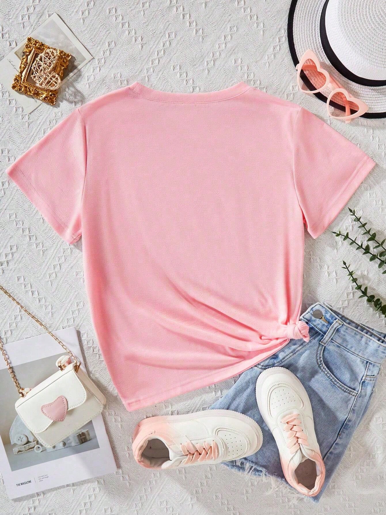 EMERY ROSE 1pc Plus Size Solid Color T-Shirt